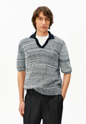 Poloshirt - black-oatmilk-wedgwood