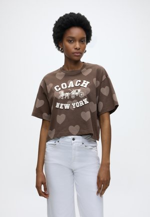COACH CROPPED HORSE AND CARRIAGE HEART  - T-shirt print - brown