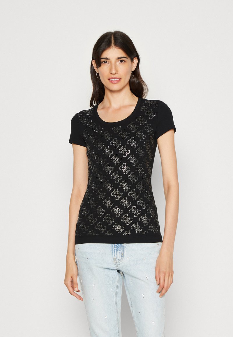 Guess - SS CN 4G ALLOVER TEE - T-shirt med print - jet black, Förstora