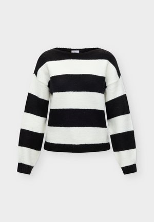 VILA, VIJOLA L/S BOATNECK KNIT PULLOVER/1/KA - Pullover - cloud dancer/black