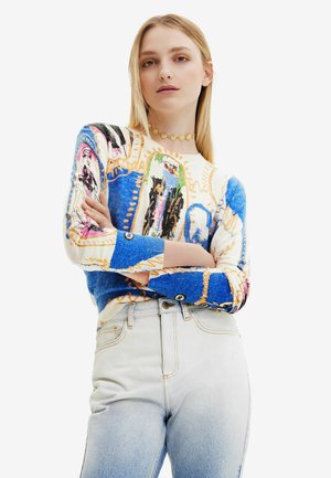 WITH HAND DRAWN-EFFECT ILLUSTRATIONS - Svetr - white