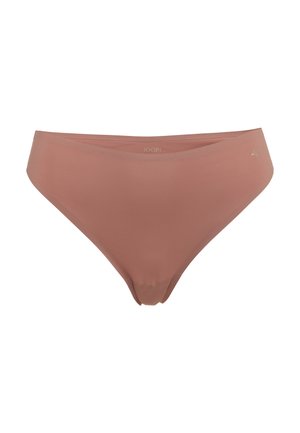 High-waisted bikini bottom in soft, matte blush fabric. Features a subtle logo on the front and smooth, curved edges for a seamless finish.