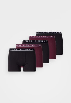 Pier One 5 PACK - Boxer aderenti - bordeaux/black
