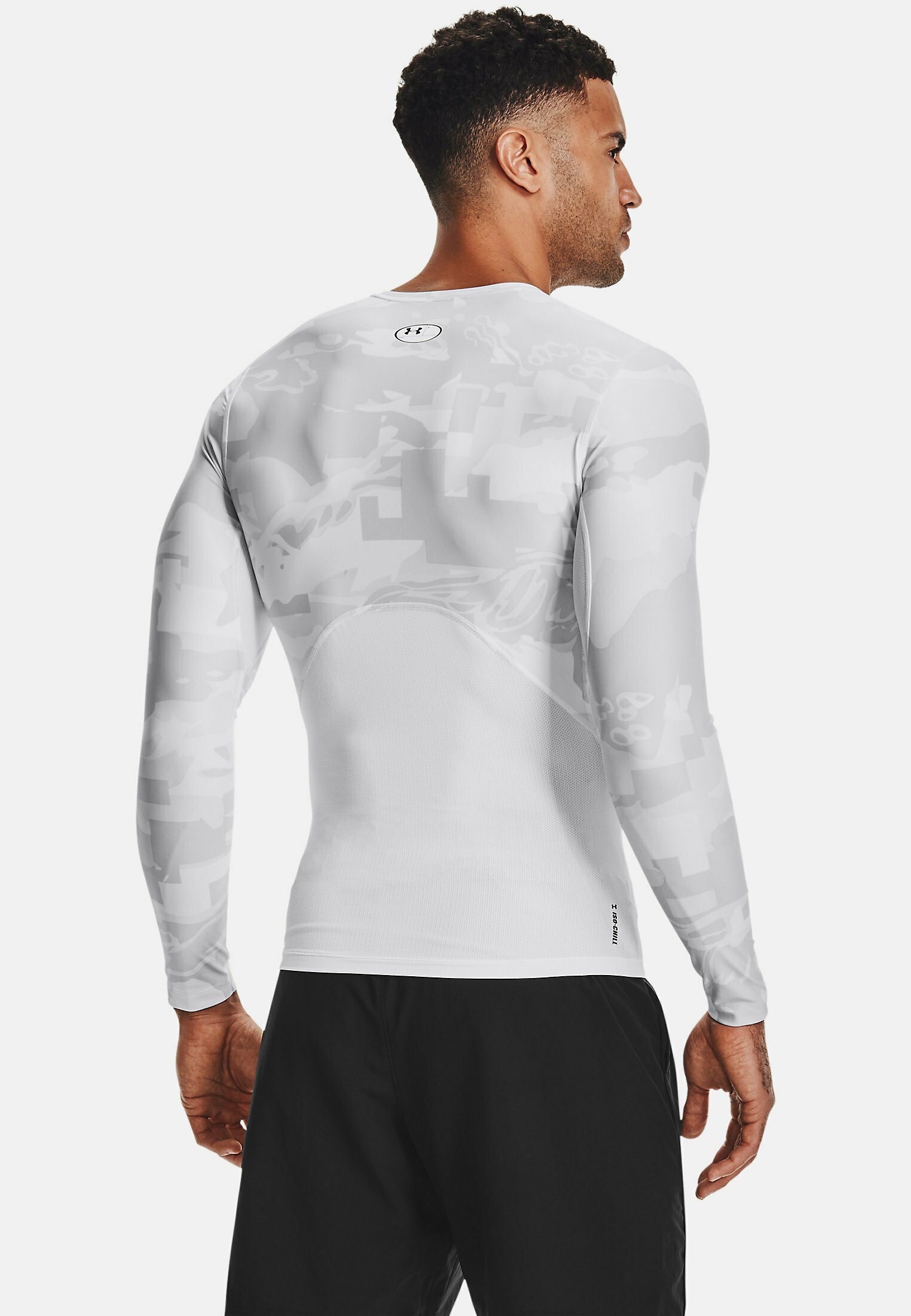 Under Armour Men's UA Iso-Chill Compression Printed Long Sleeve - White - Size: SM