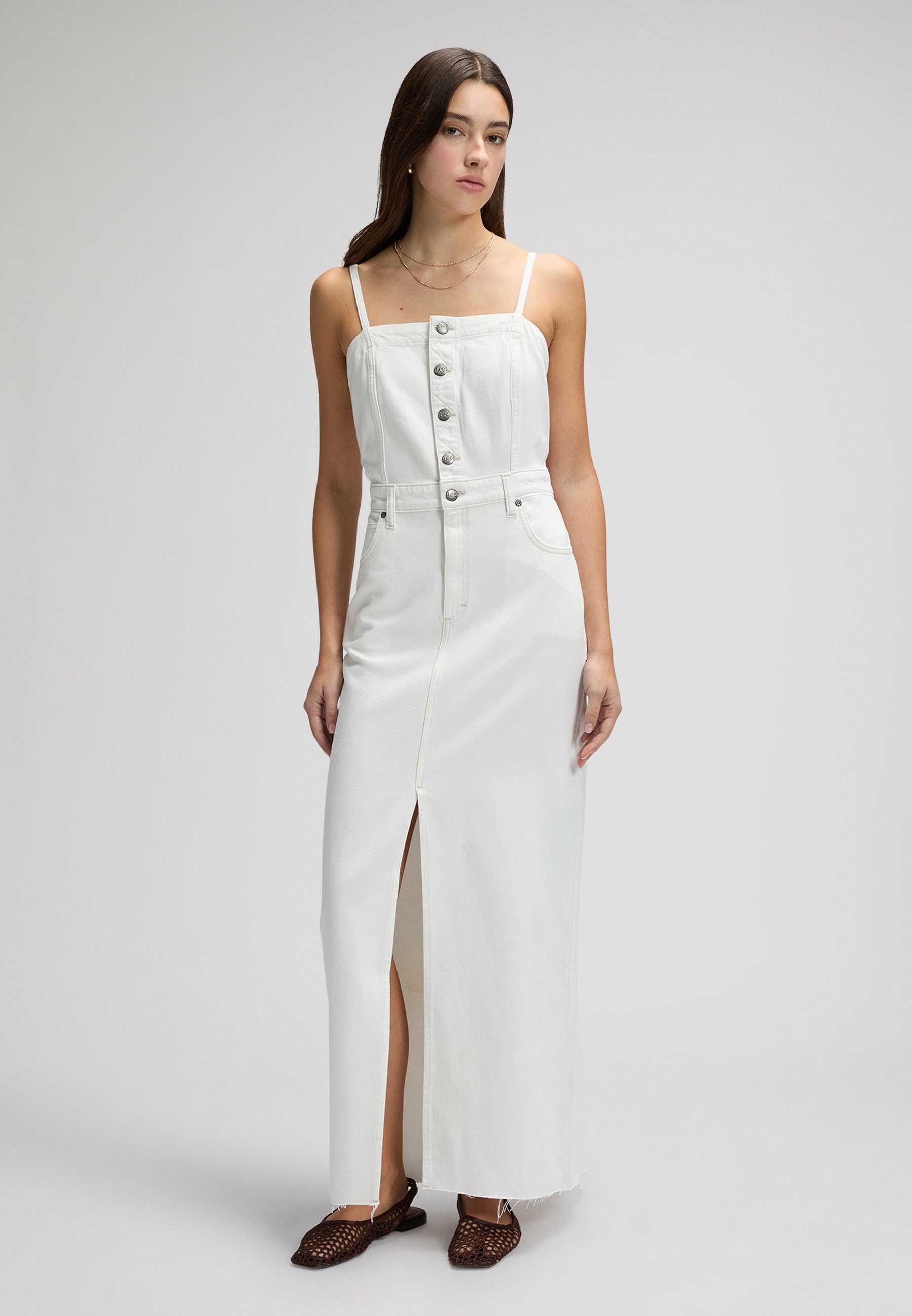 white denim dress primark Maxi Dress Lee MAXI DENIM DRESS Maxi Dress Powder White/white Denim Color:Strawberry Milk Vichy Elegant Chiffon Long Bridesmaid Cotton denim