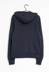 Felpa con cappuccio blu navy realizzata in morbido cotone misto, dotata di cappuccio con cordino, polsini a coste e vestibilità comoda. Design minimalista senza motivi.