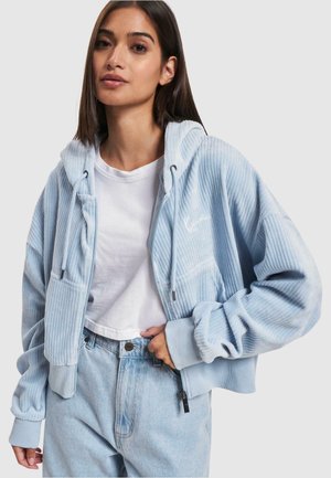 Karl Kani CHEST SIGNATURE CORDUROY ZIP - Jaka ar rāvējslēdzēju - light blue