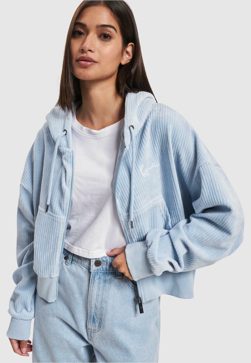 Karl Kani CHEST SIGNATURE CORDUROY ZIP - Sudadera con cremallera - light blue