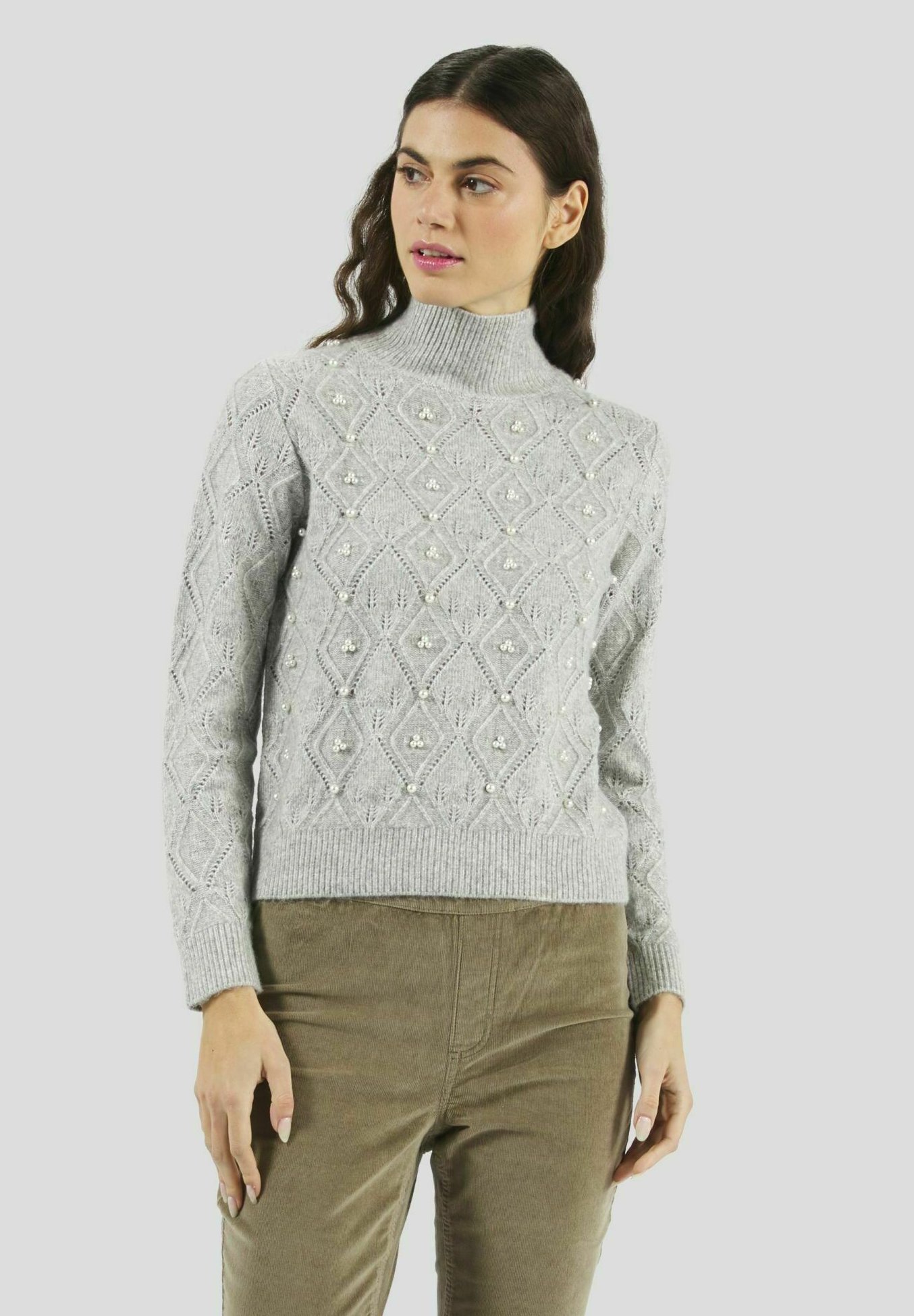 Conbipel WITH PEARLS - Maglione - grigio chiaro melange/grigio chiaro -  Zalando.it