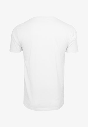 T-shirt blanc à manches courtes avec un col rond. Fabriqué en coton lisse, sans motifs ni graphiques au dos.