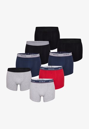 Neun Paare Herren-Boxershorts in Schwarz, Marineblau, Rot und Grau. Mit elastischem Bund mit Markenlogos; glattes Baumwollgewebe.