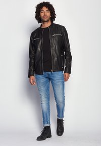 Maze MIT DRUCKKNOPFVERSCHLUSS AM ÄRMEL FLINT - Lederjacke - black