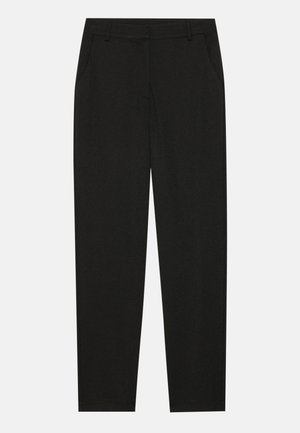 Zwarte broek met een tailormade ontwerp, voorzien van zijzakken en een rechte pijp. Gemaakt van een soepele, lichte stof met een strakke afwerking.