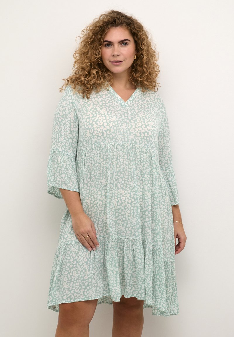 Kaffe Curve KCAMI - Dnevna haljina - granite green  chalk flower