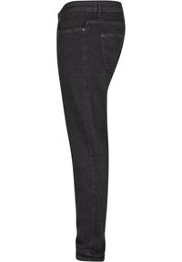 Slim-fit tumedad hallid teksad, mis sisaldavad klassikalist viit taskut, pleekinud tekstuuri ja peeneid tikandit käsitlevaid detaile õmbluste äärtes.