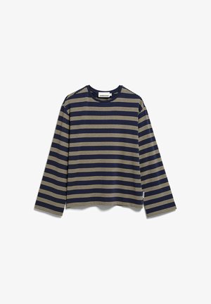 ARMEDANGELS, MARYNAA FINE STRIPE LONGSLEEVE - Long sleeved top - tinted navy-golden hay