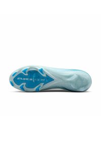 Light blue athletic shoe sole with textured pattern, visible traction studs, and "AIR ZOOM" branding in white. Smooth, sleek finish.