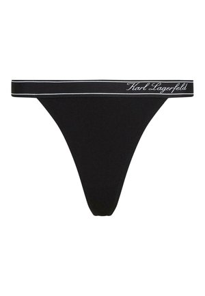 String noir avec une ceinture élastique brandée comportant "Karl Lagerfeld" en écriture blanche.
