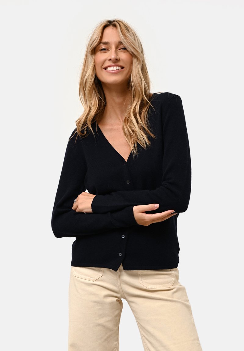 Just Cashmere Vest donkerblauw