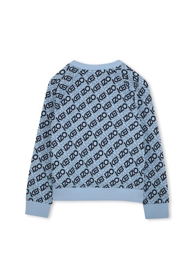 Sweatshirt bleu avec un motif répétitif du logo noir "KENZO", col rond et poignets et ourlet côtes pour un ajustement et un confort optimal.
