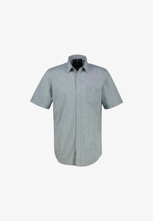 Kurze Ärmel Hemd mit Knopfleiste in Hellblau, mit einer Brusttasche, glattem Material und klassischem Kragendesign.
