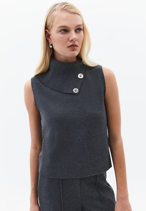 WITH BUTTON DETAILS - Top - anthra melange