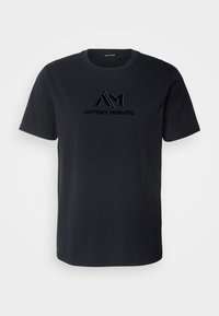 REGULAR FIT WITH FLOCK AND MATT LOGO - T-shirt con stampa - ink blue