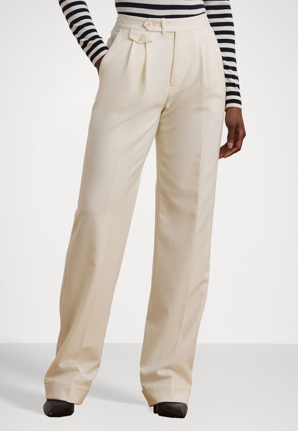 PLEATED WOOL TWILL STRAIGHT PANT - Trousers - mascarpone cream