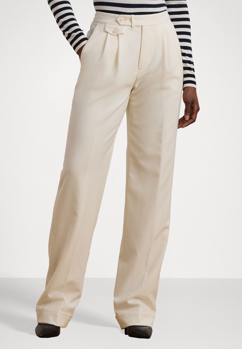 Lauren Ralph Lauren - PLEATED WOOL TWILL STRAIGHT PANT - Trousers - mascarpone cream, Enlarge