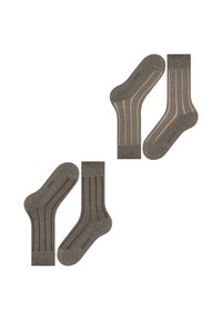 Braune Baumwollsocken mit einer Mischung aus einfarbigen und gestreiften Mustern in Beige und Hellbraun. Niedrig geschnittenes Design mit gerippter Textur und Logodetail.