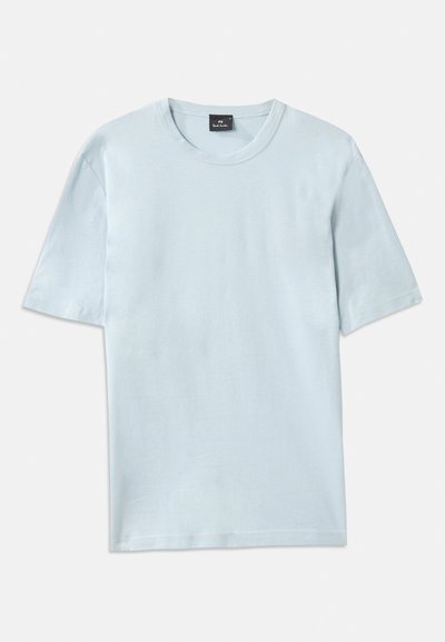 Light blue cotton t-shirt with a crew neckline and short sleeves. The fabric has a smooth texture and a relaxed fit design.