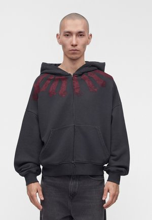 Palm Angels BIG NECK LOGO ZIP LOOSE HOODY - Mikina so zipsom - black/burgundy