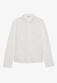 Camicia bianca a maniche lunghe con colletto appuntito, caratterizzata da ricami floreali sul petto. Realizzata in un tessuto morbido con un design a bottoni sul davanti.
