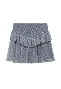 Modra krilna s potiskom in nabranim robom. Narejena iz lahkega materiala, s geo vzorcem in oprijetim pasom.