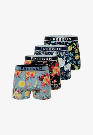 Boxer-briefs floraux dans quatre motifs. Comprend un mélange de bases bleu, noir et marine avec des motifs de fleurs colorées et des ceintures extensibles.