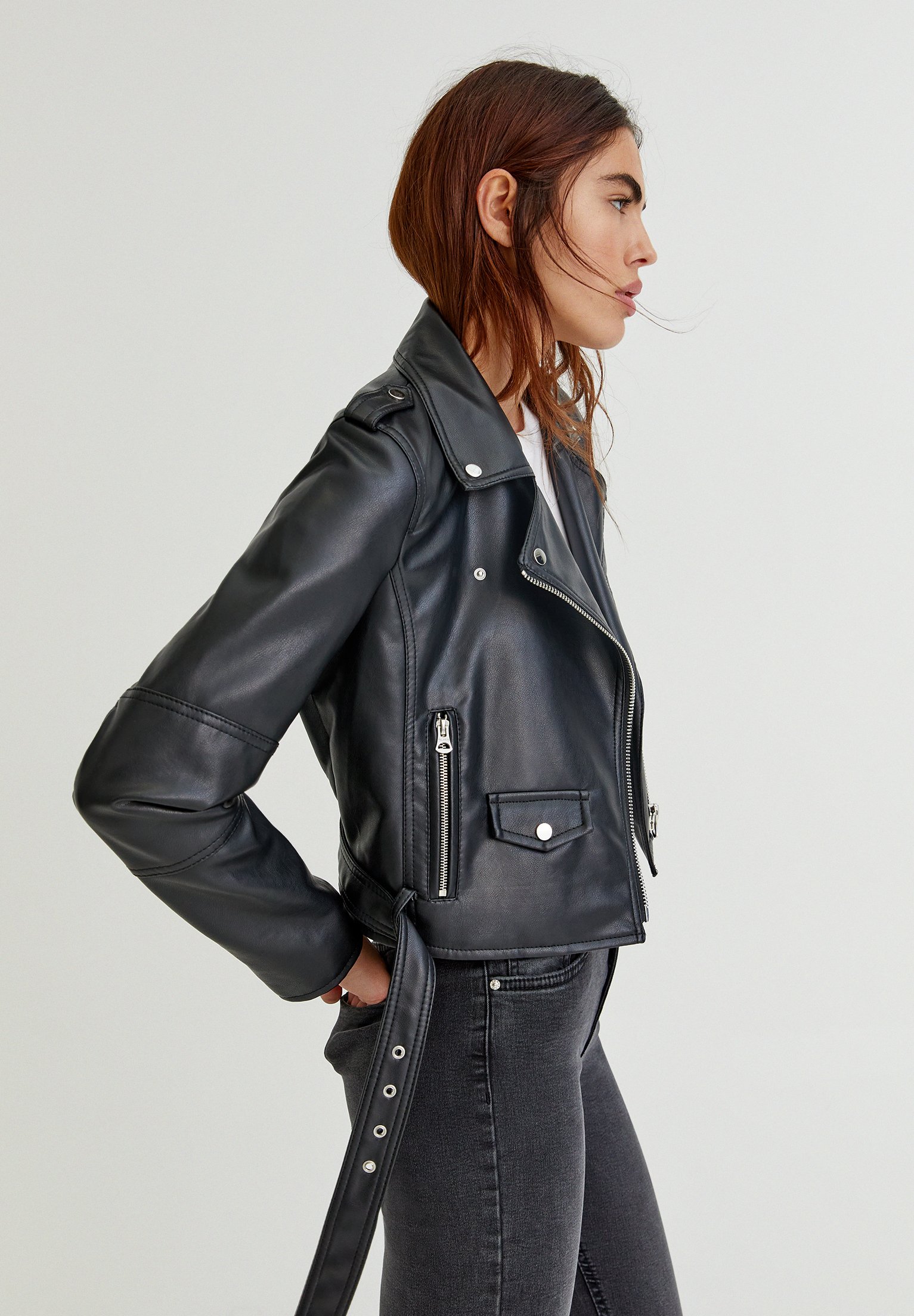 belted faux leather biker boots