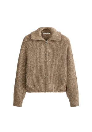 OYSHO, CABLE-KNIT JACKET - Gilet - caramel