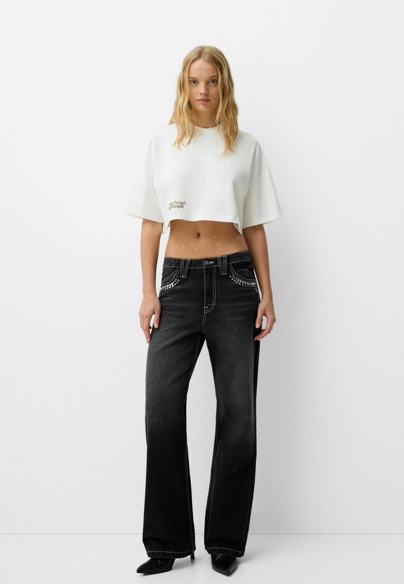 Bershka Straight leg jeans zwart Bershka Straight leg jeans zwart