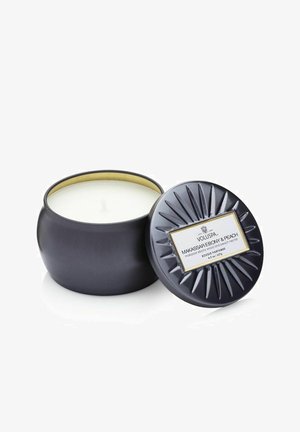 Voluspa, VOLUSPA DECORATIVE TIN CANDLE MAKASSAR EBONY & PEACH 127G - Tuoksukynttilä - black