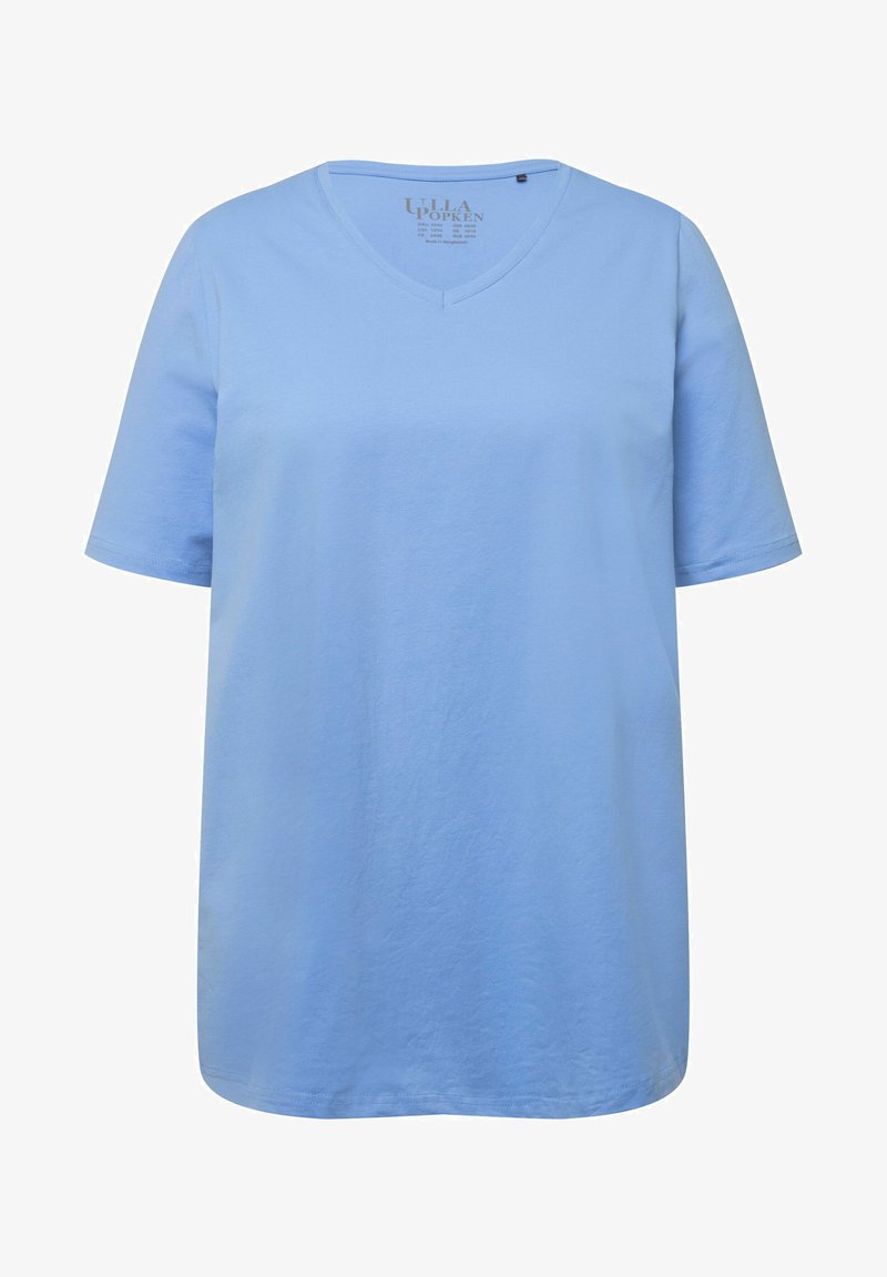 Ulla Popken V-AUSSCHNITT HALBARM - T-shirt basic - blue Ulla Popken V-AUSSCHNITT HALBARM - T-shirt basic - blue