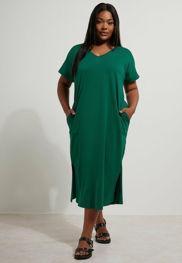 GROWN ON SLEEVE MIDI - Jerseykleid - teal