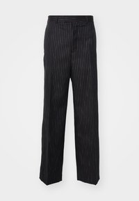 PANTS - Trousers - dark brown/white