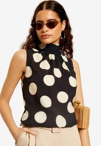 SLEEVELESS HIGH NECK REGULAR FIT - Top - black white
