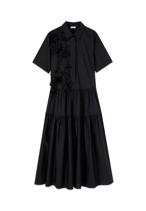 Oltre, VESTITO CHEMISIER CON FIORI APPLICATI - Blusenkleid - nero
