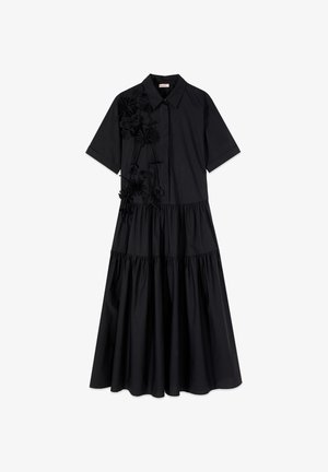 Oltre, VESTITO CHEMISIER CON FIORI APPLICATI - Blusenkleid - nero