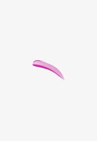 Curved pink liquid splash on a light gray background, resembling a smooth, flowing brushstroke or paint streak.
