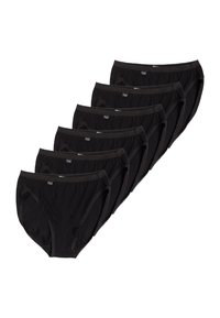 Slip in cotone nero in confezione da sette, con un elastico in vita e un design a taglio classico. Ogni pezzo ha una superficie liscia e morbida.
