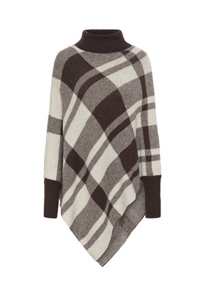 Pikk kardigan kaelaehtedega, valmistatud pehmest kangast. Omab suurt pruuni ja kreemjat ruudutust, millel on tumedast pruunist aktsendid varrukatel.