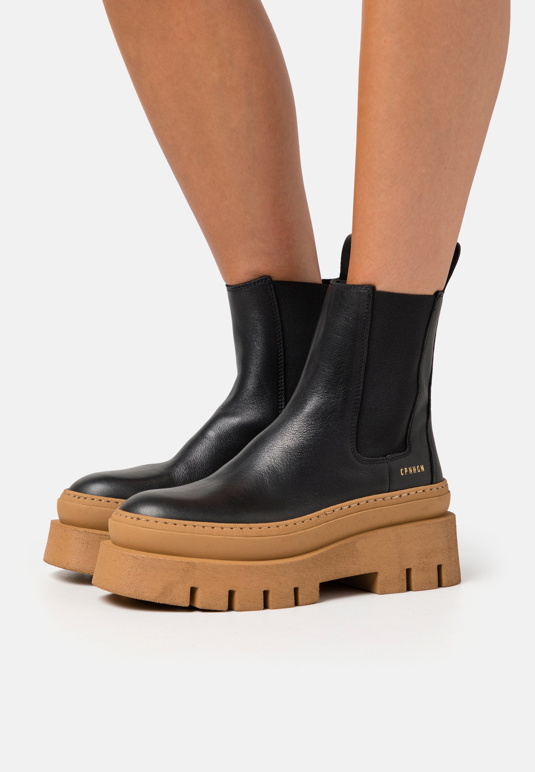 Copenhagen CPH686 - Plateaustiefelette - black/cognac/schwarz  