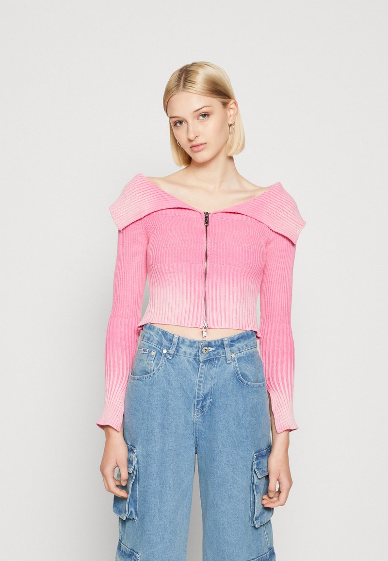 Jaded London TRIBECA DOUBLE END ZIP THROUGH CARDIGAN Vest pink